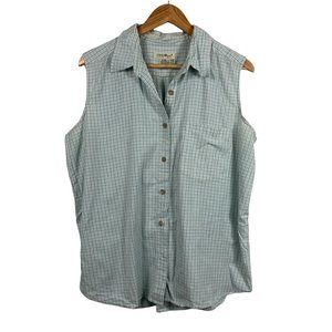 pastel mint plaid button-up sleeveless top